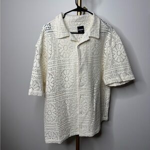 Tilly's RSQ Cream Crochet Button-Up